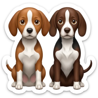 beagle and german shorthaired pointer side by side sticker