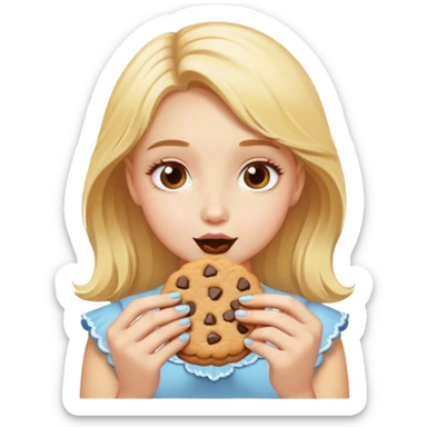 Blonde girl eating cookies sticker