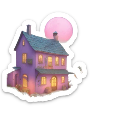 mystical city apartment with farm pastel  sticker