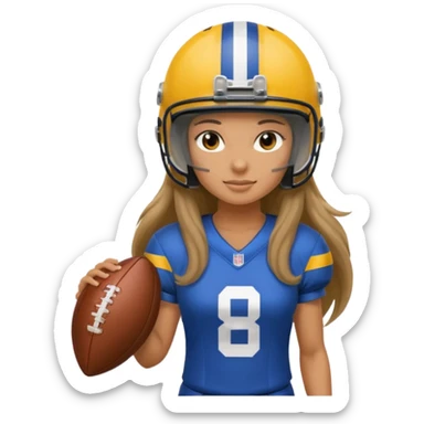 Long Haired Football Players, Female player, full body sticker