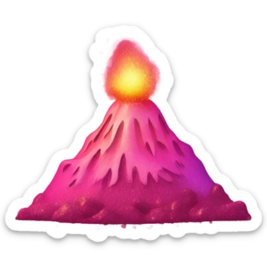 Pink ombre erupting volcano with hearts and glitter  sticker