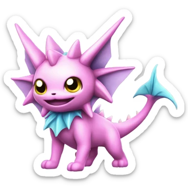 Pink Edgy Vaporeon dragon With Fins and spikes full body sticker
