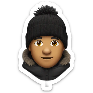 Full face boar with stubble in a black adidas winter hat sticker