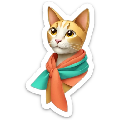 Fashion Cat in origami scarf sticker