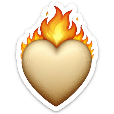Beige heart with fire sticker