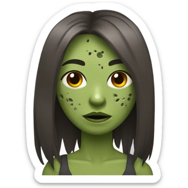 Garota zombie com cabelo longo castanho com mechas loiras sticker
