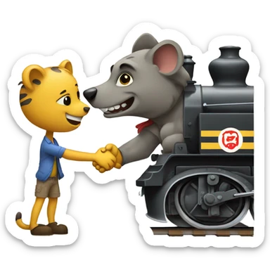 Strong locomotive Train handshaking hyena sticker