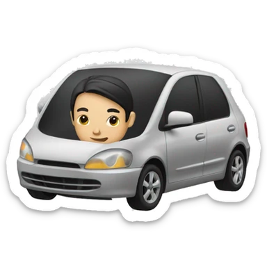 asian Person driving a car sticker