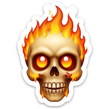 Skull emoji with fire dripping out of its eyes  sticker