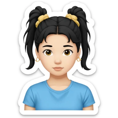 Teen girl with scrunchie ponytail black hair sticker