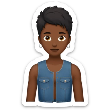 Un personnage noir avec un débardeur blanc et un jean 👖 avec des cheveux court  sticker