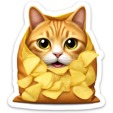 cat dressed as a bag of chips sticker