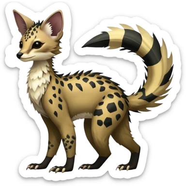 Feral Rare Fantasy dark tropical Vernid-Trico-species by LiLaiRa, random markings, tufted tail, tufted ears, full body sticker