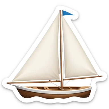 Sailboat – White sail on wooden hull sticker