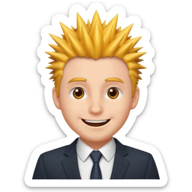 fat spiky haired happy man with suit sticker