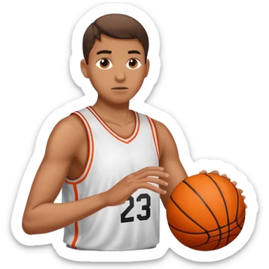 a basketball player shooting a basketball, and missing extremely badly sticker