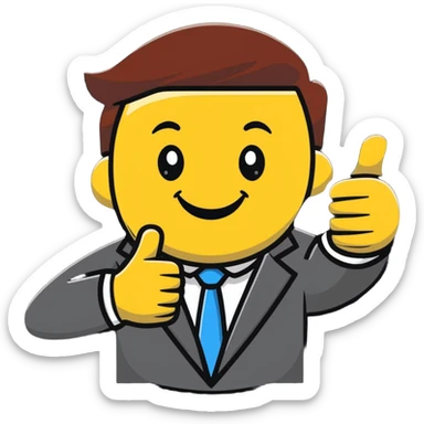 cheerful office worker with thumbs up, big smile sticker