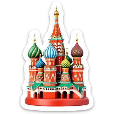 Moscow St. Basil's Cathedral in the form of a figurine souvenir on stand sticker