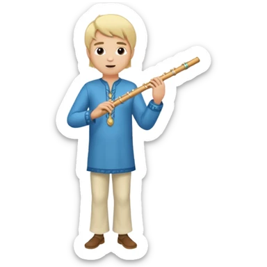 blonde man playing flute full body sticker