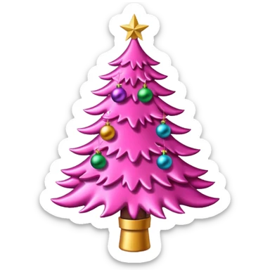 Pink Christmas tree sticker