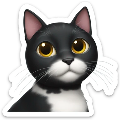 Black cat with white spot on chest  sticker