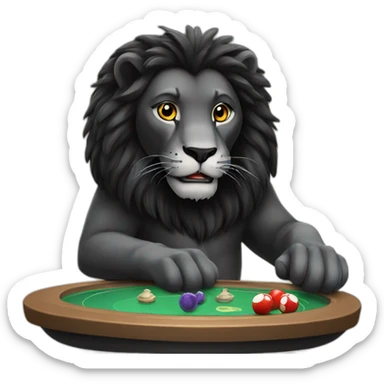 Black lion playing a game sticker