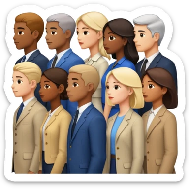 Personas de pie y de perfil haciendo fila una detrás de la otra sticker