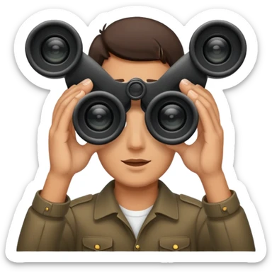  hands holding  binoculars sticker