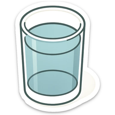 top view of a glass of water, 2D isometric style, highly detailed drawing, shadows and highlights, clean contours, soft lighting, transparent background sticker