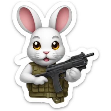 Rabit wearing guns  sticker