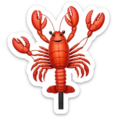 Lobster very happy jumping on pogo stick sticker