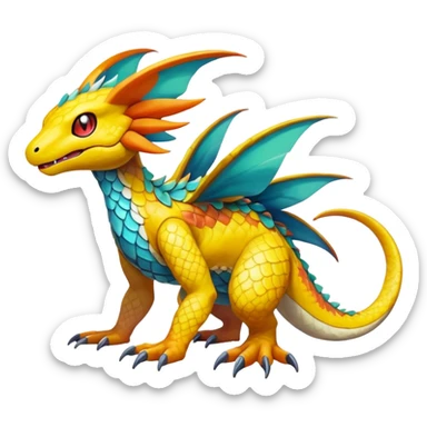 exotic fantasy-creature-Fakémon-Pokémon, full body, with random markings sticker