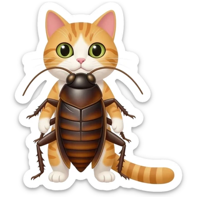 Cat with cockroach body sticker