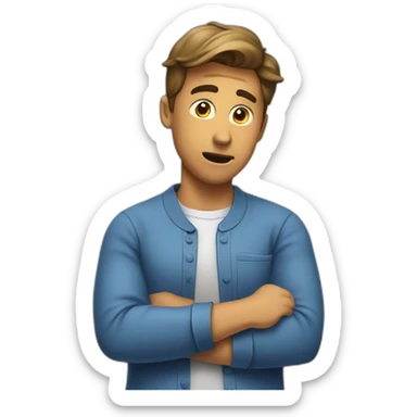 A man shrugging his shoulders to indicate a lack of knowledge about a particular topic sticker