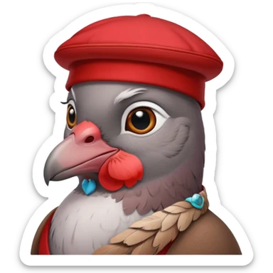 Stinky pigeon wearing a fez hat sticker