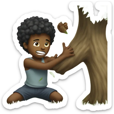 Boy being attacked by a tree  sticker