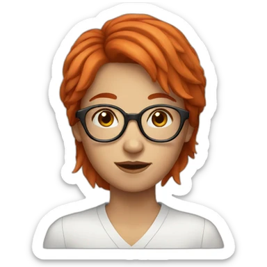 red haired girl with glasses sticker
