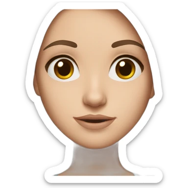 White girl long brown hair skinny girl with straight hair, thin face and makeup from head to chest And dark brown eyes sticker