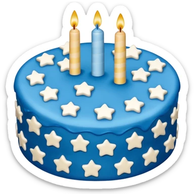 birthday cake with blue icing and stars sticker