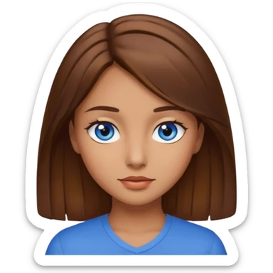  brown hair girl with blue eyes and olive skin sticker