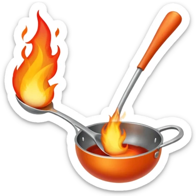 Un cucharón con una llama de fuego por debajo sticker