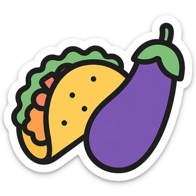 taco and eggplant together sticker