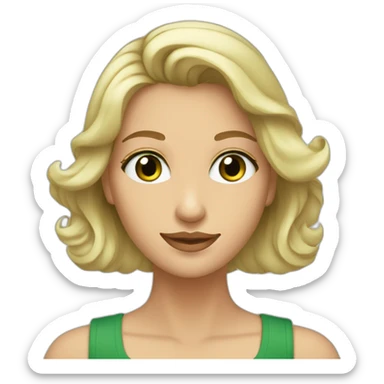 Mujer rubia con pelo ondulado y ojos verdes con hombre de pelo y barba gris y ojos verdes sticker