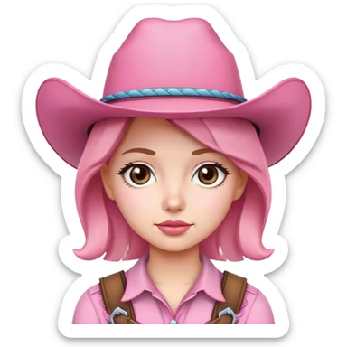 Girl with pink cowboy hat sticker