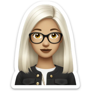 Chanel but has white straight hair a teen and a nerd sticker
