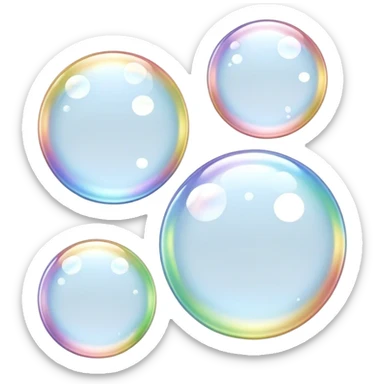 clear soap bubbles of varied sizes sticker