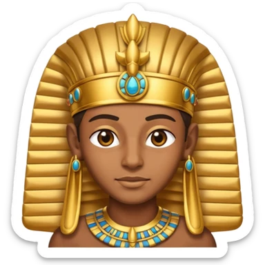 Egyptian Pharaoh, emoji style, with professional lighting, no face on objects, white background sticker