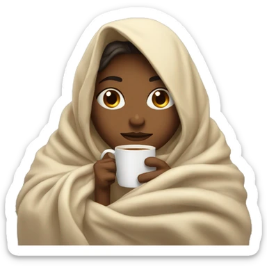 girl inside a blanket sipping coffee eyes closed sticker