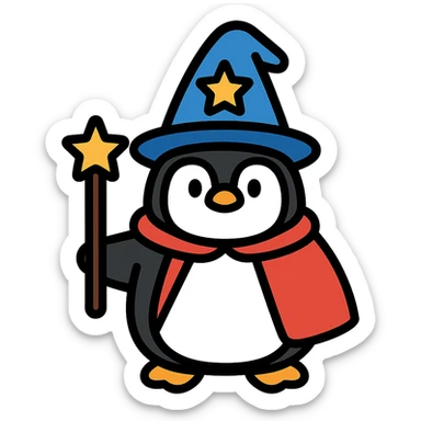 penguin wizard sticker