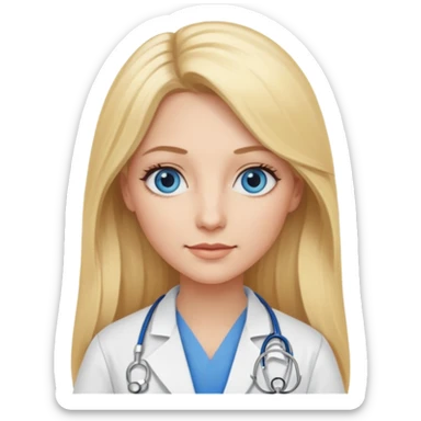 long blonde hair blue eye woman doctor  sticker